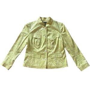 Lafayette 148 Chartreuse Green Front Button Long Sleeve Jacket